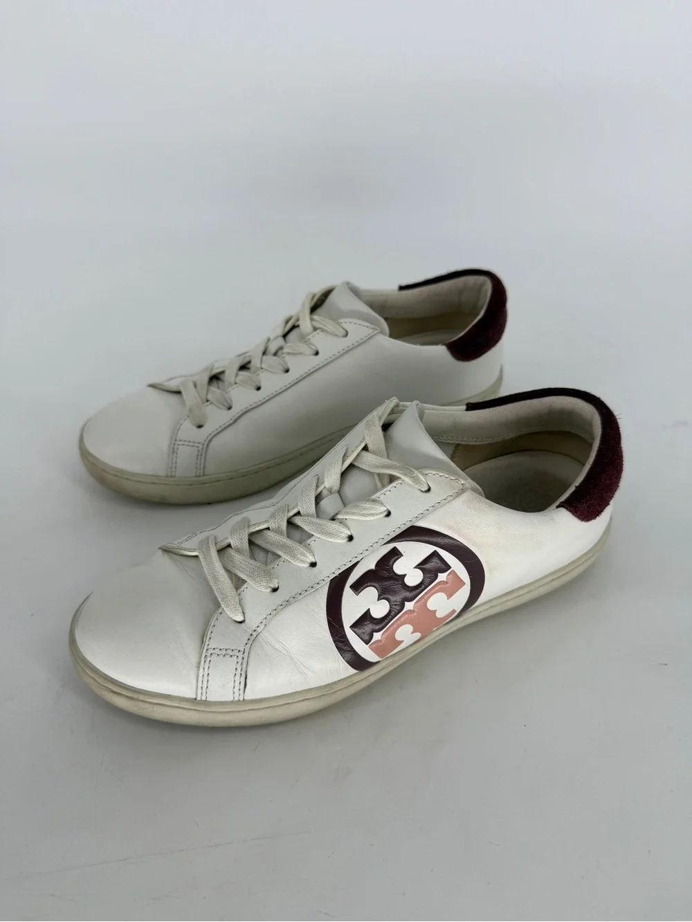 Tory Burch T-Logo Leather Low Top Sneaker Women’s Size 8
